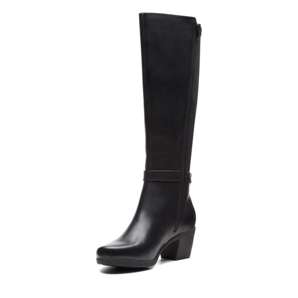 Clarks Womens Un Lindel Hi Knee High Boots Black | UK-9864135